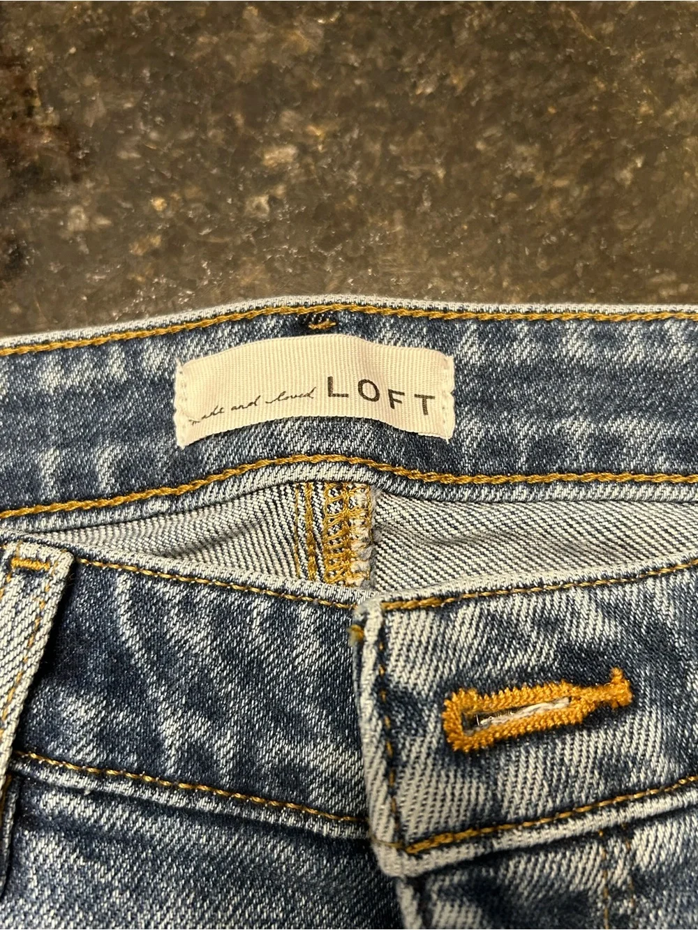 LOFT High Rise Skinny Jeans 29/8 Distressed Raw Hem Blue